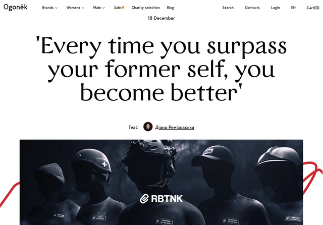 OGONEK | 'Every time you surpass your former self, you become better'. Iordan Konstantinidi on the relaunch of his brand RBTNK, the challenges brought by the war, and the new drop 'Defender of the Year'.